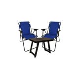 Frefly Store 50X40 Plastik Atresit Katlanır Masa 2 Adet Katlanır Sandalye Kamp Seti Bahçe Takım Mavi