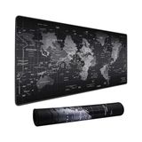 Frefly Store 90X40 cm Dünya Haritası Desenli Kaymaz Mouse Pad - Büyük Klavye Altlığı - Ahşap