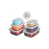 Frefly Store Aes Home Un 6 Lı Set Nare Dikdörtgen Sızdırmaz Hava Almaz Erzak Saklama Kabı Şeffaf - Abanoz