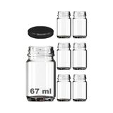 Frefly Store Afracam 67 ml Şeffaf Shot Kavanoz 67 cc Konserve Metal Siyah Kapaklı Cam Kavanoz 6 Adet
