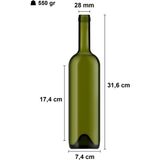 Frefly Store Afracam 750 ml Yeşil Şarap Şişesi Sentetik Mantar Tıpalı ve Kapüşonlu Boş Çukur Cam Şişe 2 Adet