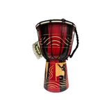 Frefly Store Ahşap Djembe, 25 Cm, Mahoni Ağacı ve Keçi Derisi, Otantik El Yapımı Bali Davul, Fil Figürlü,