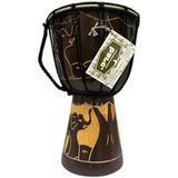 Frefly Store Ahşap Djembe, 30 Cm, Mahoni Ağacı ve Keçi Derisi, Otantik Çalgı, Model 006, Fil Figürlü, Dekoratif Davul