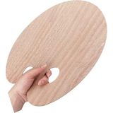 Frefly Store Ahşap Oval Palet Naturel 30X40 cm 1 Adet Büyük Boy Ahşap Boya Paleti Resim Boyama Tepsisi Akrilik Guaj Karıştırıcı