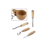 Frefly Store Ahşap Oyma Iskarpela Alet Seti Kaşık Heykel Kuksa Oval Düz Oyma Yontma Kıvrık Bıçağı 4lü - 41 Delft Blue