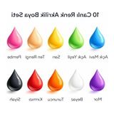 Frefly Store Akrilik Boya Seti, 10 Renk 40 ml Için Tuval, Ahşap, Taş ve Seramik Boyama