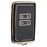Frefly Store Autohan Keys Lüx Renault Anahtar Kılıfı, Clio E-Tech, Austral, Megane E-Tech Uyumlu, 4 Buton, Siyah-Altın