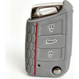 Frefly Store Autohan Keys Volkswagen, Skoda, Seat Anahtar Kılıfı, Gri Petek Desenli, Silikon, Koruyucu Otomobil Anahtarlık Kabı