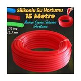 Frefly Store BADEM10 Bahçe Çeşme Su Hortumu Iç Çap 1/2 Naturel Silikonlu Sulama Araç Yıkama Hortum 15 Metre