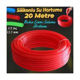 Frefly Store BADEM10 Bahçe Çeşme Su Hortumu Iç Çap 1/2 Naturel Silikonlu Sulama Araç Yıkama Hortum 20 Metre