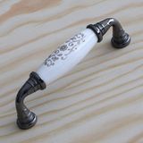Frefly Store BADEM10 Gerçek Porselen Beyaz Füme 96 mm Kulp Mobilya Mutfak Kulplar Dolap Dolabı Kapak Kulpu Çekmece Kulbu