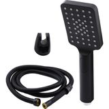 Frefly Store BADEM10 Lüks Duş Başlığı Set Banyo Fişkiyesi Seti Dikdörtgen Fiskiye Telefon Fonksiyonlu Başlık Metal Hortum - Ahşap