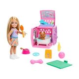 Frefly Store Barbie Chelsea™ Köpekçiğin Taşıma Çantası Oyun Seti Barbıe Chelsea Köpekçiğin Taşıma Çantası Oyun Seti, Küçük Bebek, Taşıma Çantası ve Köpek Aksesuarları JDF89 | Sarışın Küçük Bebek, Köpek Kariyeri Il - Ahşap