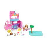 Frefly Store Barbie Chelsea'nin Yeni Karavanı, Chelsea Bebek, 2 Hayvan Figürü ve 15 Aksesuar Içerir, Araç Kamp Alanına Dönüşür, HNH90