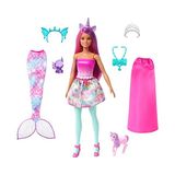 Frefly Store Barbie™ Dreamtopia Bebek ve Aksesuarlar Barbie Bebek ve Evcil Hayvanları, Kıyafetli Bebek, Deniz Kızı Kuyruğu ve Etek HLC28