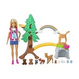 Frefly Store Barbie Tropikal Yaşam Rehberi Bebek ve Oyun Seti, Barbie Bebek ve 10 Hayvan Figürü Ile GTN60