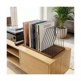 Frefly Store Base 50X32X26 cm Ahşap Tabanlı Metal Telli Dekoratif Plaklık Plak Düzenleyici Masaüstü Organizer
