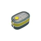 Frefly Store Bento 1300ML Lunchbox 2 Katlı 3 Bölmeli Paslanmaz Çelik Sefer Tası Yemek Kutusu (Koyu Yeşil-Fıstık Yeşili)