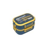 Frefly Store Bento 1650ML Lunchbox 2 Katlı 3 Bölmeli Paslanmaz Çelik Sefer Tası Yemek Kutusu (Lacivert)