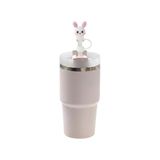 Frefly Store Beyaz Sevimli Tavşan Figürlü Pipet Kapağı, Silikon Pipet Kapağı, Pipet Koruyucu,pipet Başlığı Paslanmaz Çelik Termos ile Uyumlu, - 0,250 gr