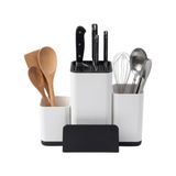 Frefly Store Bıçak Organizeri ve Mutfak Gereçleri Düzenleyici – Çok Bölmeli Kaymaz Tabanlı Modern Bıçaklık, Ahşap ve Metal Bıçaklara Uygun Saklama Standı, Kaşık Spatula ve Kepçe Düzenleyici
