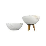Frefly Store Bitki Tasarımı Ev Dekorasyon Beyaz Üzeri Gold Mermer Efektli Aranjman Sunumluk Toprak Saksı Ayaksız ve 3 Ayaklı Ikili Set 20 cm Çap