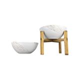 Frefly Store Bitki Tasarımı Ev Dekorasyon Beyaz Üzeri Gold Mermer Efektli Aranjman Sunumluk Toprak Saksı Ayaksız ve 4 Ayaklı Ikili Set 20 cm Çap