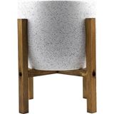 Frefly Store Bitkitasarımı Bitki Tasarımı Ev Dekorasyon Aksesuar Beyaz Granit Toprak Saksı Saksılık Salon Çiçeklik 4 Ayaklı - 19 cm