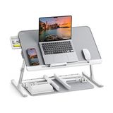 Frefly Store Bix Saıjı K7 Mini Dizüstü Yatak Tepsi Masası, Kaymaz Pvc Deri ile Dizüstü Çalışma Masası, Ayarlanabilir Dizüstü Bilgisayar Standı Çok Amaç Için Kullanılabilir Masa Gümüş - Ahşap - Bej - Siyah