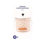 Frefly Store Black Cupid Kalp Desenli Emaye Yoğurt/bakliyat Bakracı (20 Cm-3 Litre-Tüm Ocaklarla Uyumlu)