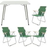 Frefly Store Bofigo 60X80 Katlanır Masa + 4 Adet Katlanır Sandalye Kamp Seti Bahçe Balkon Takımı Yeşil
