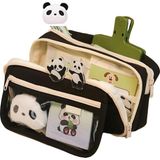 Frefly Store Bolivia's Kalemlik, 10 Adet Büyük Kapasiteli Panda Desenli Fermuarlı Kutu Seti, Okul ve Ofis Malzemeleri Için Şık ve Dayanıklı Çözüm - 00-Siyah - 00-Siyah - Beyaz