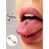 Frefly Store Cerrahi Çelik Dil Piercing, Gold, 14 mm - 0