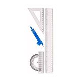 Frefly Store Cetvel Seti Çizim Takımı 30 cm Cetvel Pergel Gönye Iletki Şeffaf Çizim Takımı Pergelli Çizim Seti 4 Parça - 41 Delft Blue