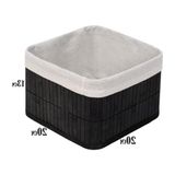 Frefly Store Çok Amaçlı Bambu Saklama Kutusu - Kare Organizer, 20X20X13 Cm, Siyah