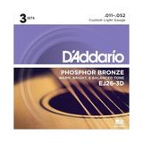 Frefly Store Daddarıo EJ26-3D Akustik Gitar Tel Seti, 3'lü Paket, Phosphor-Bronz - 3 Renk Sunburst