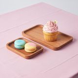 Frefly Store Deconox 2'li Doğal Akasya Ahşap Dikdörtgen Servis Tabağı ve Çerezlik Seti – 12X9 cm ve 20X11 cm Kahve Yanı Sunumluk, Sushi ve Meze Tepsisi (Ikili Takım) - 0 - 19 L