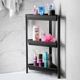 Frefly Store Deconox 3 Katlı Üçgen Köşe Rafı | Banyo, Mutfak ve Kiler Için Yer Tasarruflu Organizer | Çok Amaçlı Raf Ünitesi | 3 Farklı Renk Seçeneği | (33X71X33CM) (Siyah)