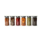 Frefly Store Deconox 6’lı Paslanmaz Metal Vakum Kapaklı Cam Baharatlık Seti, Hava Almaz Silikon Contalı Lüks Erzak Saklama Kabı, Modern Mutfak Düzenleyici Kavanoz 200ML-250ML-325ML Seçenekli (325ML - 6.5CM-12CM)