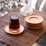 Frefly Store Deconox Bambu Yuvarlak Çay Tabağı Bardak Altlığı 6 'lı Set, Dekoratif Bambu Altlık