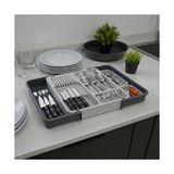 Frefly Store Deconox Çekmece Içi Sürgülü Çatal Kaşık ve Bıçaklık Organizeri - Genişleyebilir Modüler Mutfak Düzenleyici (Açık 55 Cm, Kapalı 34 Cm) - Açık Gri ve Antrasit Renk
