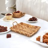 Frefly Store Deconox El Yapımı Su Sümbülü Hasır Kulplu Dekoratif Tepsi Küçük Boy (29CM*23CM*4CM) - 0 - 19 L