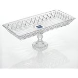 Frefly Store Deconox Kafes Model El Yapımı Ayaklı Cam Sunumluk - Dikdörtgen Şeffaf Dekoratif Servis ve Meyve Tabağı (39X15 Cm) - 0,21 lt - Afrika Cevizi Rengi