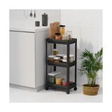 Frefly Store Deconox Peggy 3 Katlı Tekerlekli Raf Ünitesi - 36X71X23 cm Dar Alan Düzenleyici - Mutfak ve Banyo Için Aletsiz Kurulum Servis Arabası (Beyaz - Siyah - Gri) (Siyah)