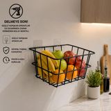 Frefly Store Decorelax 21X21 cm Yapışkanlı Duvar Sepeti - Delmesiz Metal Mutfak, Banyo ve Çalışma Odası Organizer Tel Sepet (Siyah)