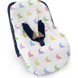 Frefly Store Deux Lapıns %100 Pamuk Müslin Puset Kılıfı, Çok Renkli Tavşanlar, 70X43 cm - 1 x 32 x 27 cm - 000-Siyah