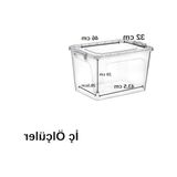 Frefly Store Dikdörtgen Şeffaf Plastik Erzak Kabı, Çıt Çıt Kapaklı, 27.5 L