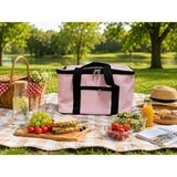 Frefly Store Dordoi Pembe 22 Litre Termal Piknik ve Taşıma Çantası – Su Geçirmez Kumaş, Kalın Yalıtımlı Iç Kaplama, 2 Bölmeli Soğuk-Sıcak Tutucu Çanta (39X27X23 Cm)