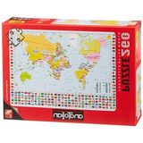 Frefly Store Dünya Haritası Temalı 260 Parça Puzzle, Eğlenceli Tasarım