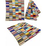 Frefly Store El Yapımı Renkli Patchwork Örgü Battaniye – Koltuk, Yatak ve Dekoratif Kullanım Için - 58 x 42 cm - 1 x 32 x 27 cm